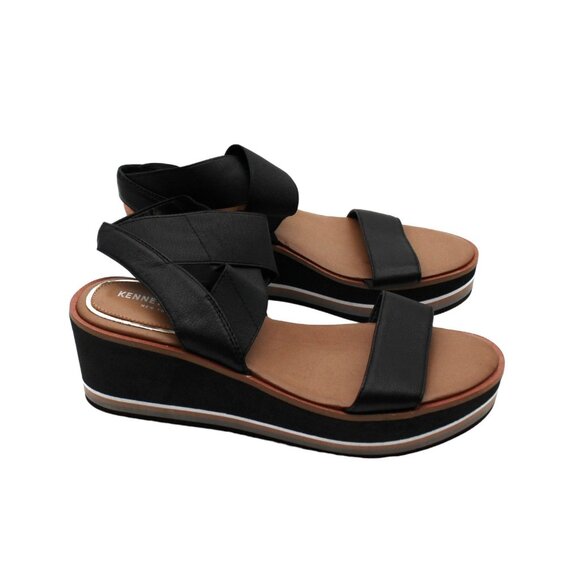 KENNETH COLE NEW YORK Womens Leather Open Toe Wedge Sandals - Picture 3 of 7